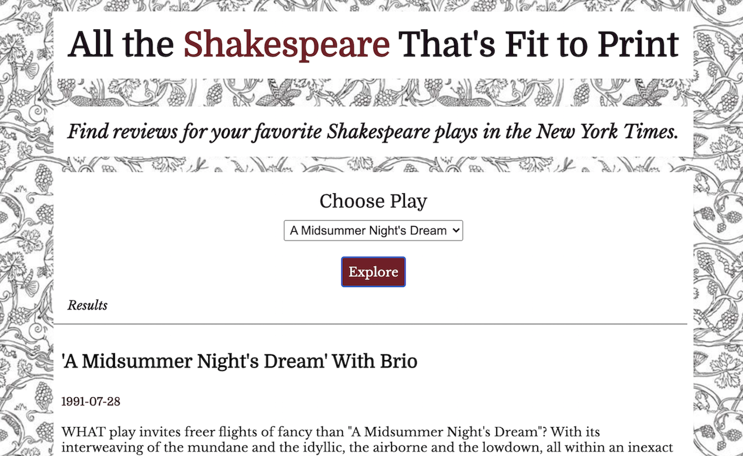 Shakespeare in the New York Times